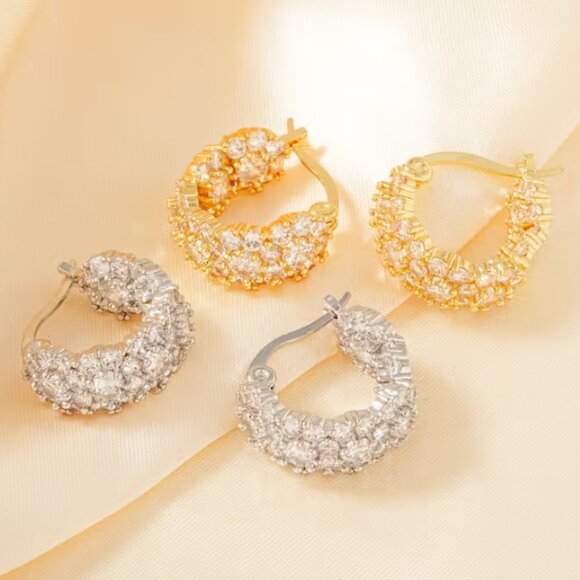 14K Gold Womens 2ct Diamond Small Hoop Earrings Ladies NEW 14 K Silver Jewelry - Picture 5 of 6